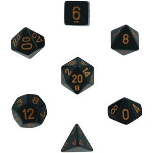 Chessex Dice: Polyhedral 7-Die Opaque Dice Set - Black with Gold